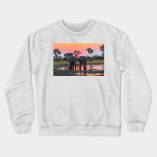 Elephants at sunset Crewneck Sweatshirt